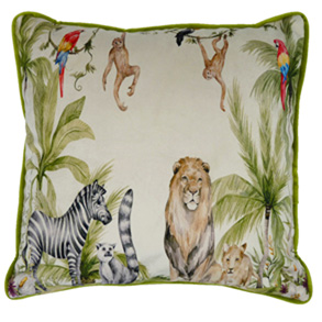 Swinging Safari, Cream - (45cm x 45cm) Cushion